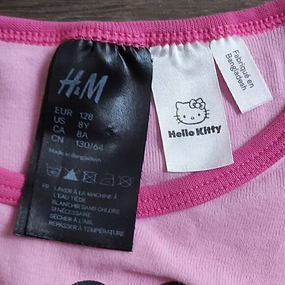 HELLO Kitty Girls Pink 100% Cotton Graphic Long Sleeved Pajama Top - Size 8Y - Picture 6 of 7